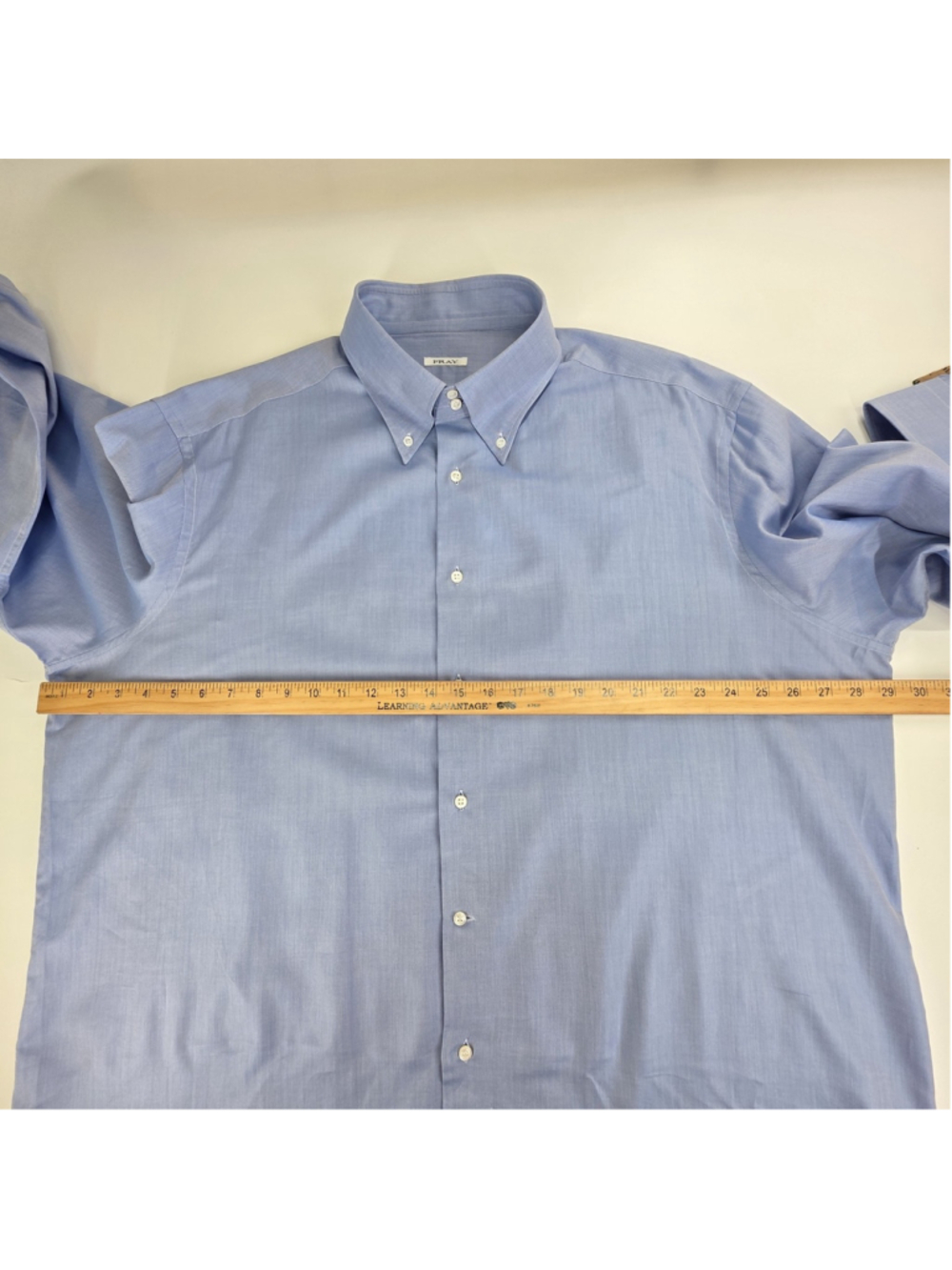 Quiet Luxury Fray Dress Shirt Mens 2XL Blue Herringbone Italian Button Down - Picture 12 of 16